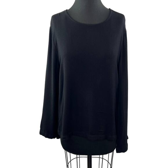 ANTHROPOLOGIE Cloth & Stone Black Bell Sleeve Keyhole Back Long Sleeve Top Sz M - Picture 1 of 9